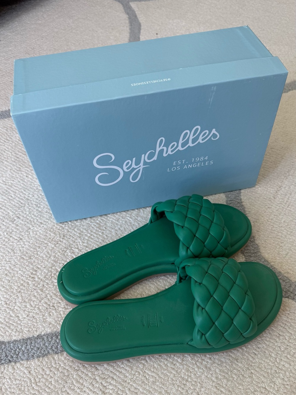 Seychelles Bellissima Emerald Braided Slide Sandals